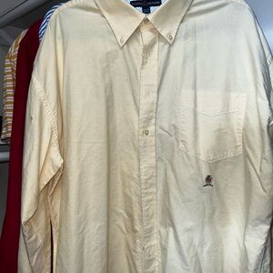 Vintage Tommy Hilfiger button-down in a soft butter-yellow